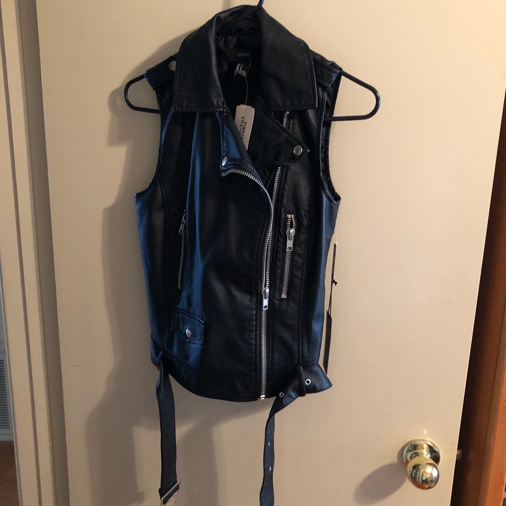 Faux Leather Vest Jacket
